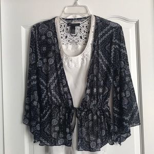 Maurice Navy Blue Patterned Shrug